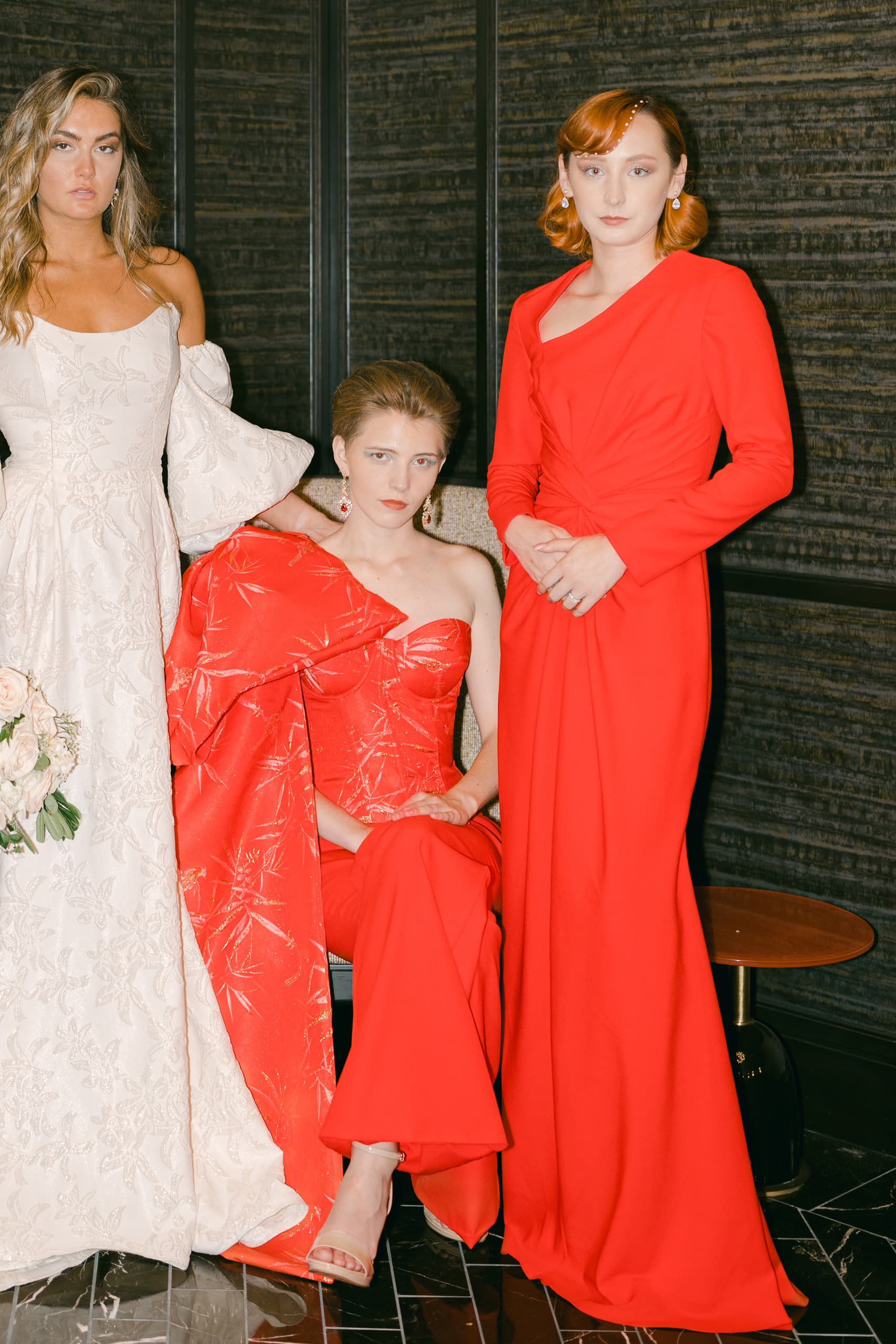 Bridesmaids in Red by Olia Zavozina Nashville bridal designer - Conrad collection Tennessee