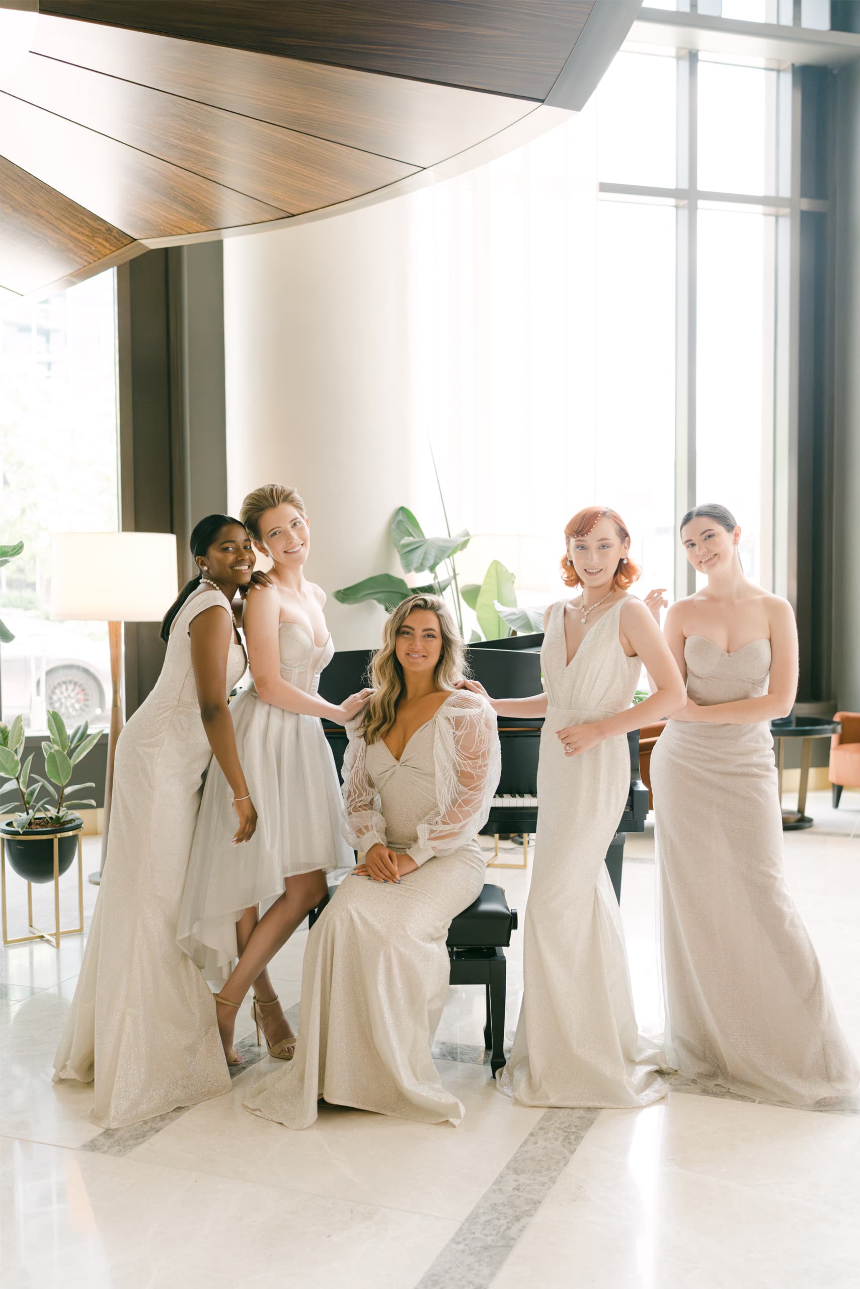 Bridesmaids in Silver by Olia Zavozina Nashville bridal designer - Conrad collection Tennessee